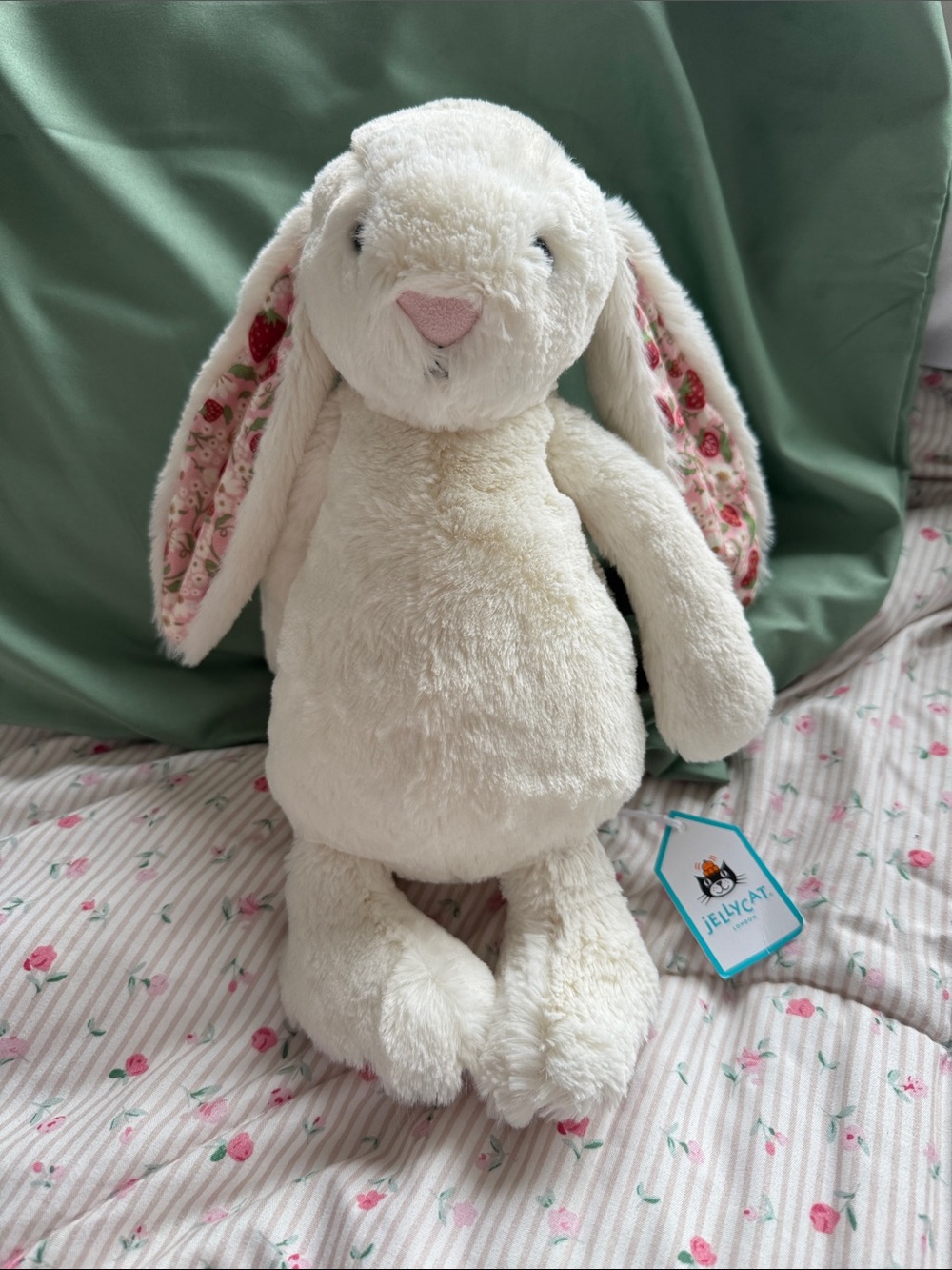 Blossom Cream Bunny Berry - Jellycat Cream Bunny with Pink Floral-Patterned Ears